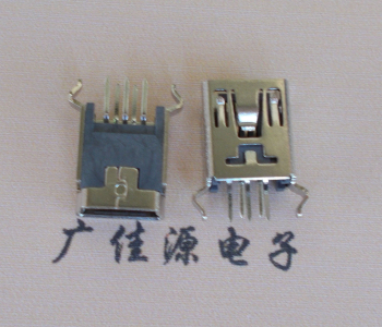 天津MINI USB5p母座|B型口180度|直插弯脚