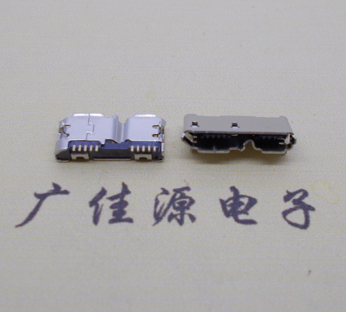 天津micro usb 3.0母座双接口10pin卷边两个固定脚 